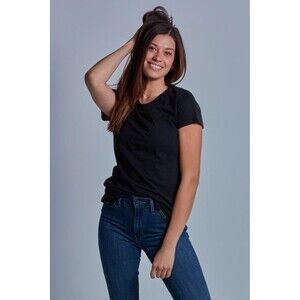 ONNO Hemp T-Shirt Women M Black Short Sleeve Crew Organic Cotton Sustainable NWT